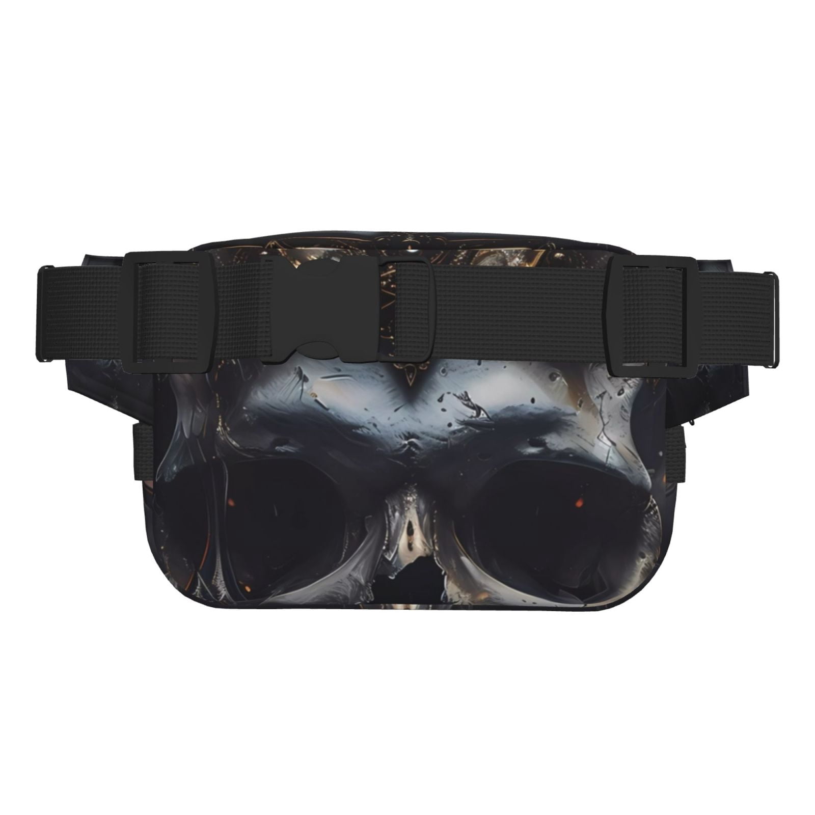 Picia Royal Skull With Golden Crown Print Square Double-Layer Waist Bag Mini Adjustable Waist Belt Bag Exercise Running Travel Hiking