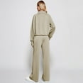 thumbnail image 4 of Huankd Womens 2 Piece Outfits Sweatsuit Set Oversized Half Zip Sweatshirt Wide Leg Sweatpants Lounge Set Tracksuit Khaki XL, 4 of 7