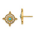 thumbnail image 1 of 14k Yellow Gold Turquoise and White Topaz Earrings, 1 of 1