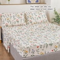 thumbnail image 4 of Move Over Queen Sheet Set Botanical Flower Bed Set Red Yellow Floral Pattern Deep Pocket 100% Microfiber, 4 of 8