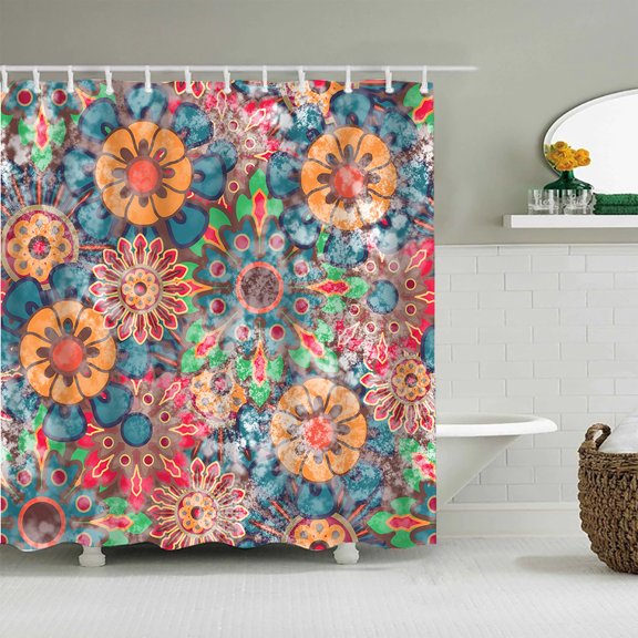 Shower Curtain Shower Curtain Hanging Curtain Polyester Digital Printing Bohemian Flower Mysterious Shower Curtain With Hook