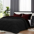 thumbnail image 2 of DNG Creations 3 Piece Reversible Diamond Pattern Comforter Solid - 100% Egyptian Cotton, 800 TC ( Oversized King - Size ) All-Season 550 GSM ( Wine/Black Colour ), 2 of 7
