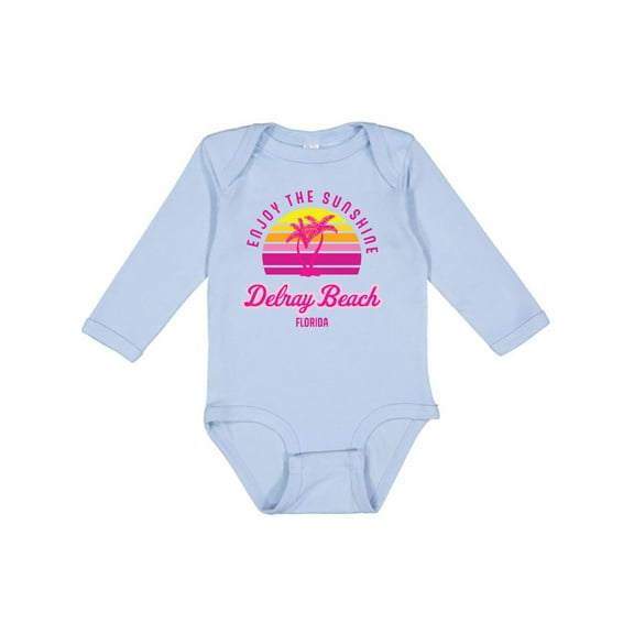 Inktastic Summer Enjoy the Sunshine Delray Beach Florida in Pink Boys or Girls Long Sleeve Baby Bodysuit