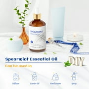 HIQILI Spearmint Essential Oil, Pure Natural, 100mL Oil for Skin Care Facial, Add to Lotions Creams
