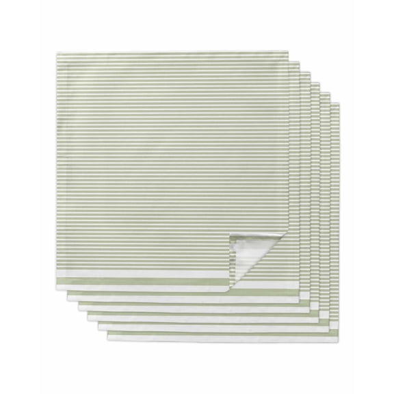 Cloth Napkins Set of 6 - 20x20 Inches, Farmhouse Sage Green White Striped Washable Reusable Table Napkins, Modern Stripes Soft & Absortbent Dining Napkin for Party Wedding Hotel Restaurant