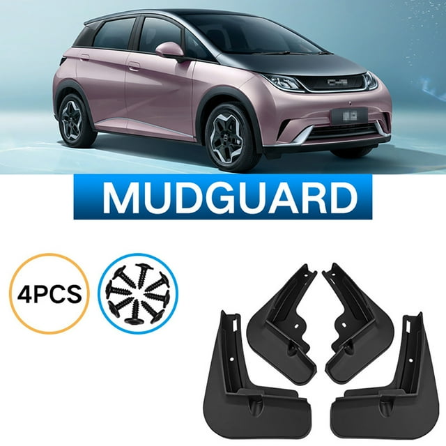4 Pcs Rabats de Boue pour Roue avant et Arrière de Voiture, Garde-Boue Anti-Éclaboussures Sans Perçage avec Kits de Matériel, Compatible avec BYD Dolphin EA1 2021-2022