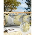 thumbnail image 2 of Abstract Yellow Grey Palm Leaf Outdoor Pillow Covers Set of 2, Decorative Waterproof Throw Pillow Case, Tropical Plant Cotton Linen Soft Cozy Cushion Pillowcases, 2 of 6