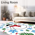 thumbnail image 2 of ODIKA 3'x5' Machine Washable Non-Slip Area Rug, Festive Snowman Illustration with Scarf and Evergreen Pine Details High Traffic Rug with Pad, White, 639113, 2 of 8