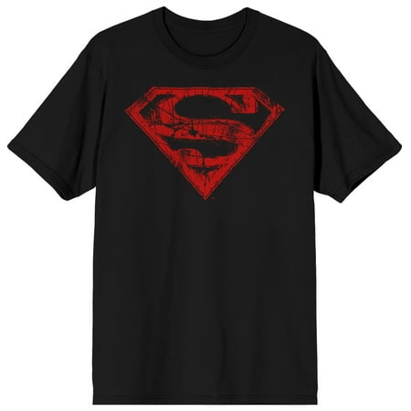 DC Comic Book Superman Red Logo Mens Black Graphic Tee-M