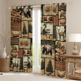 thumbnail image 2 of Homewish Bear Deer Duck Blackout Curtains Set of 2 (52x84 Each), Rustic Hunting Wildlife Window Curtains, Brown Vintage Patchwork Curtains and Drapes, Window Curtains Decor, 2 of 6