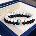 thumbnail image 2 of SUSHANG White Turquoise Couple Bracelet Black White Natural Stone Bracelets Set Unisex Rhinestone Bracelet Yoga Bracelet Bracelet Color Beaded Bracelet Star Natural Stone Bracelet, 2 of 8
