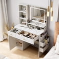 thumbnail image 5 of Oneinmil White Vanity Desk with Mirror and Lights, 3 Lighting Modes,Makeup Vanity Table Set with Charging Station and Storage, No Chair, 5 of 6