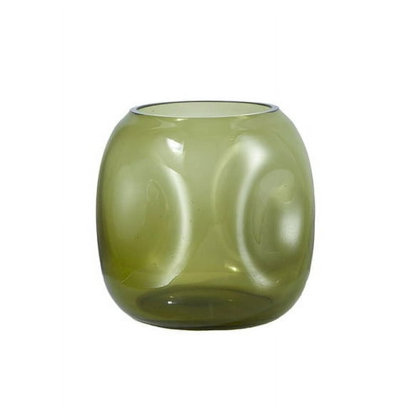 Serene Spaces Living Green Cube Dimpled Glass Vase, 5" Square & 5.25" Tall