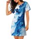 thumbnail image 2 of Fotbe Blue White Fluid Art Bata de Dormir para Mujer con Estampado, Camisón de Algodón de Manga Corta, Ropa de Dormir Casual, 2 of 6
