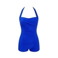 thumbnail image 4 of Ltctricy Swim Rompers for Women Halter Tie Backless Solid Color Slimming Bathing Suits One Piece Swimsuits, 4 of 5