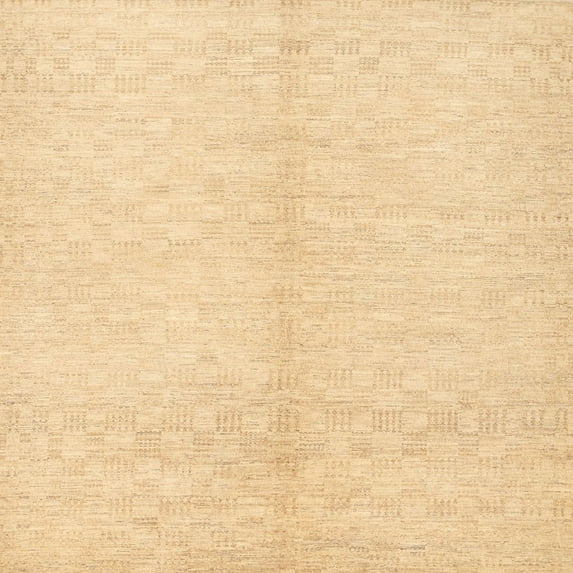 Ahgly Company Machine Washable Indoor Square Contemporary Brown Gold Area Rugs, 6' Square