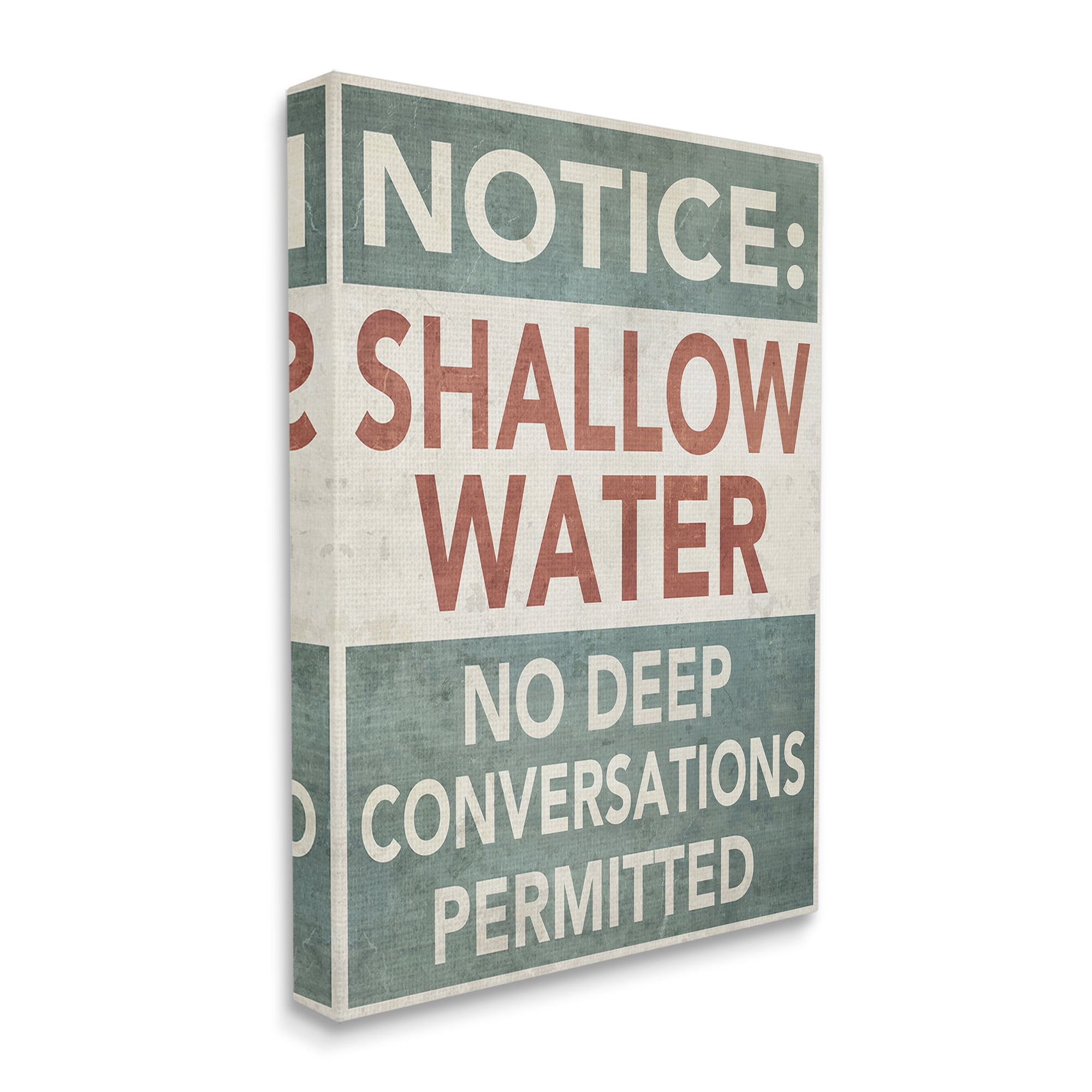 Stupell Industries Vintage Shallow Water Phrase Typography Painting Gallery Wrapped Canvas Art Print Wall Art, 36 x 48