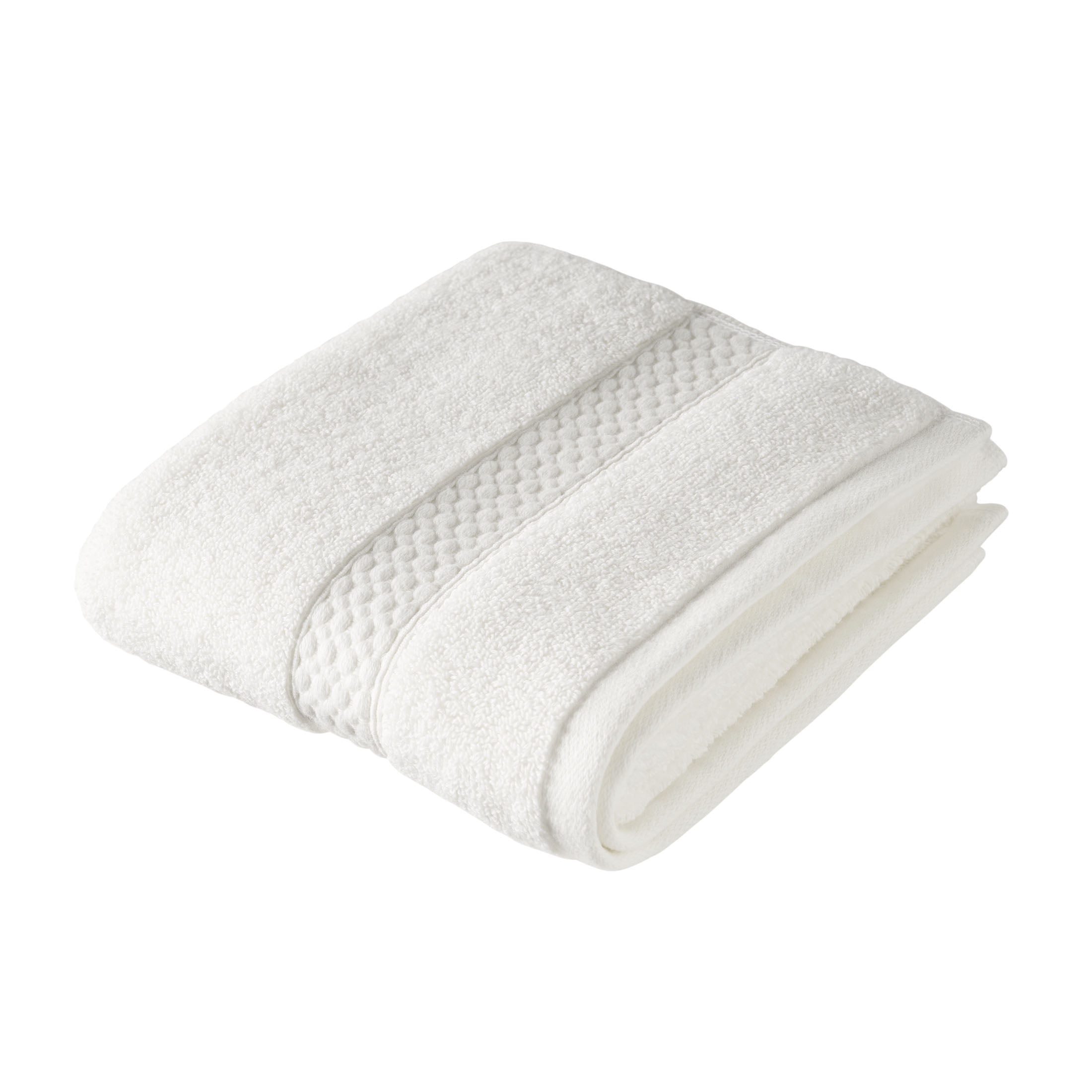 Beautiful by Drew Barrymore Dobby Hand Towel, Soft 100% Cotton, Off White