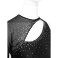 thumbnail image 5 of Fldy Womens Sequins Backless Ballet Figure Ice Skating Dress High Low Mesh Lyrical Dance Modern Latin Black M, 5 of 7
