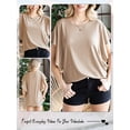 thumbnail image 6 of HUBERY Women Crew Neck Batwing Short Sleeve Ribbed Solid Color Top, 6 of 6
