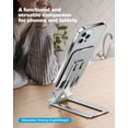 thumbnail image 5 of MENKEY Cell Phone Stand, Fully Foldable Phone Holder for Desk, Desktop Mobile Phone Cradle Dock Compatible with iPhone, Samsung Galaxy, iPad Mini, Tablets Up to 10\u201d (Silver), 5 of 5