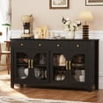 thumbnail image 6 of Spanspace Sideboard Buffet Cabinet with Storage, Large 55" Wide Kitchen & Dining Cabinet with 3 Drawers and 4 Glass Doors, Black Modern Sideboard for Dining Room, Living Room, or Coffee Bar, Black, 6 of 6