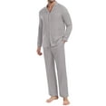 thumbnail image 2 of GIRUNS Men's Pajamas Set Soft Sleepwear Button Down Long Sleeve and Long Pants with Pocket Loungewear Sets Silver Gray M, 2 of 7