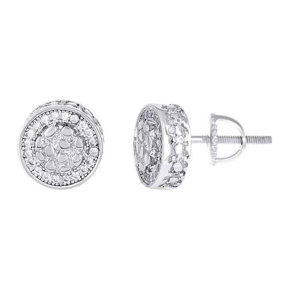 925 Sterling Silver Womens Moissanite Round Nugget Fashion Stud Earrings 9.5x9.5mm Wide Stud Earring for Women