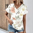 thumbnail image 1 of Fiudx Ofertas de La Semana Top Informal de Primavera y Verano de Manga Corta con Cuello En V para Mujer, 1 of 5