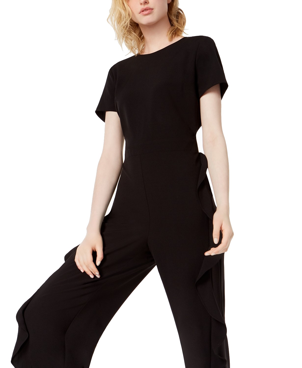 Bar III Jumpsuits & Rompers Deep Womens Ruffled Scoop Neckline