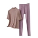 thumbnail image 3 of TaTaai Womens high neck pajama set, 3/4 sleeves, solid color modal, casual trendy, breathable skin-friendly, comfortable fit, great for spring & autumn bedtime & relaxation Gift, 3 of 5
