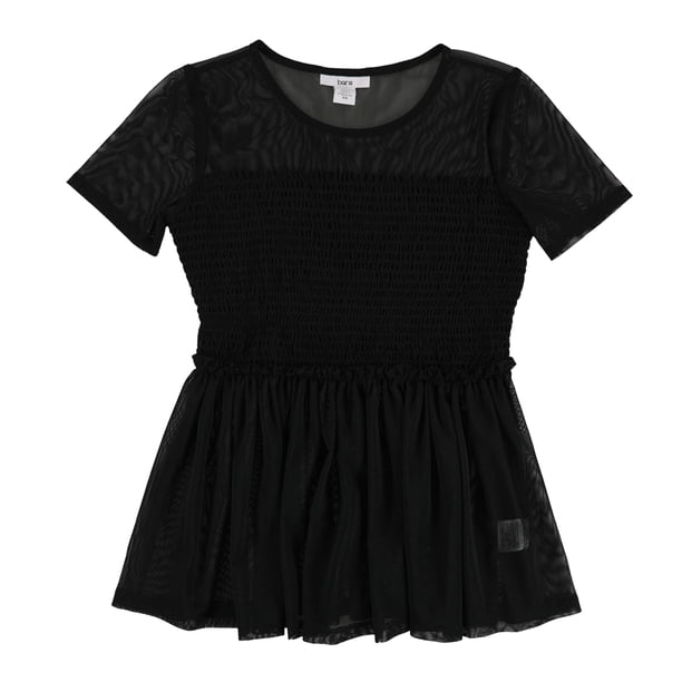 Blusa de punto fruncido bar III para mujer negro grande