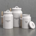 thumbnail image 5 of Barnyard Designs Canister Set for Kitchen Counter, Coffee Tea Sugar Container Ceramic Set, Decorative Canisters, Rustic Farmhouse Canister Jars, White (Coffee/Sugar/Tea), 5 of 7