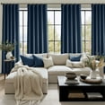 thumbnail image 3 of NICETOWN Navy Blue Room Darkening Curtains for Bedroom, Rod Pocket/Back Tab/Hook Belt Light Blocking Noise Canceling Linen Blend Window Treatments for Living Room, W50 x L96, 2 Panels, 3 of 9