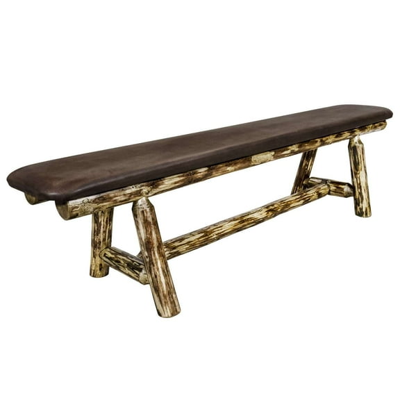 Glacier Country Collection Plank Style Bench, 6 Foot w/ Saddle Upholstery