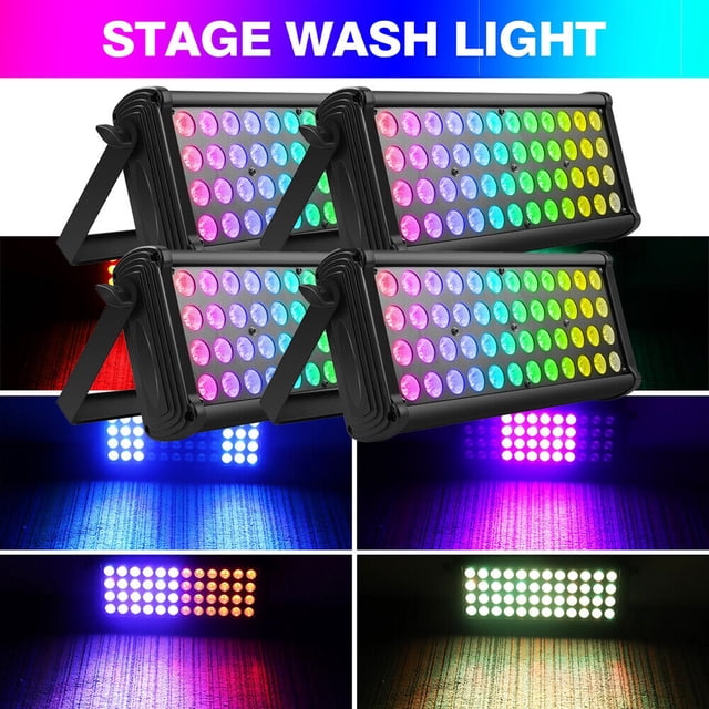 80W RGB 48 LED Wall Washer Stage Light Bar Strobe DMX Party Disco Show Club 4 Pack