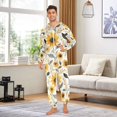 thumbnail image 6 of FORMRS Onesies Pajama for Adults Unisex Hoodie Winter Jumpsuit One Piece Sleepwear, Sizes S-2XL, White Watercolor Sunflowers, 6 of 7