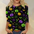 thumbnail image 7 of Halloween Shirts for Women CrewNeck Shirts Fall Halloween Funny Graphic 3/4 Length Sleeve Tops, 7 of 7