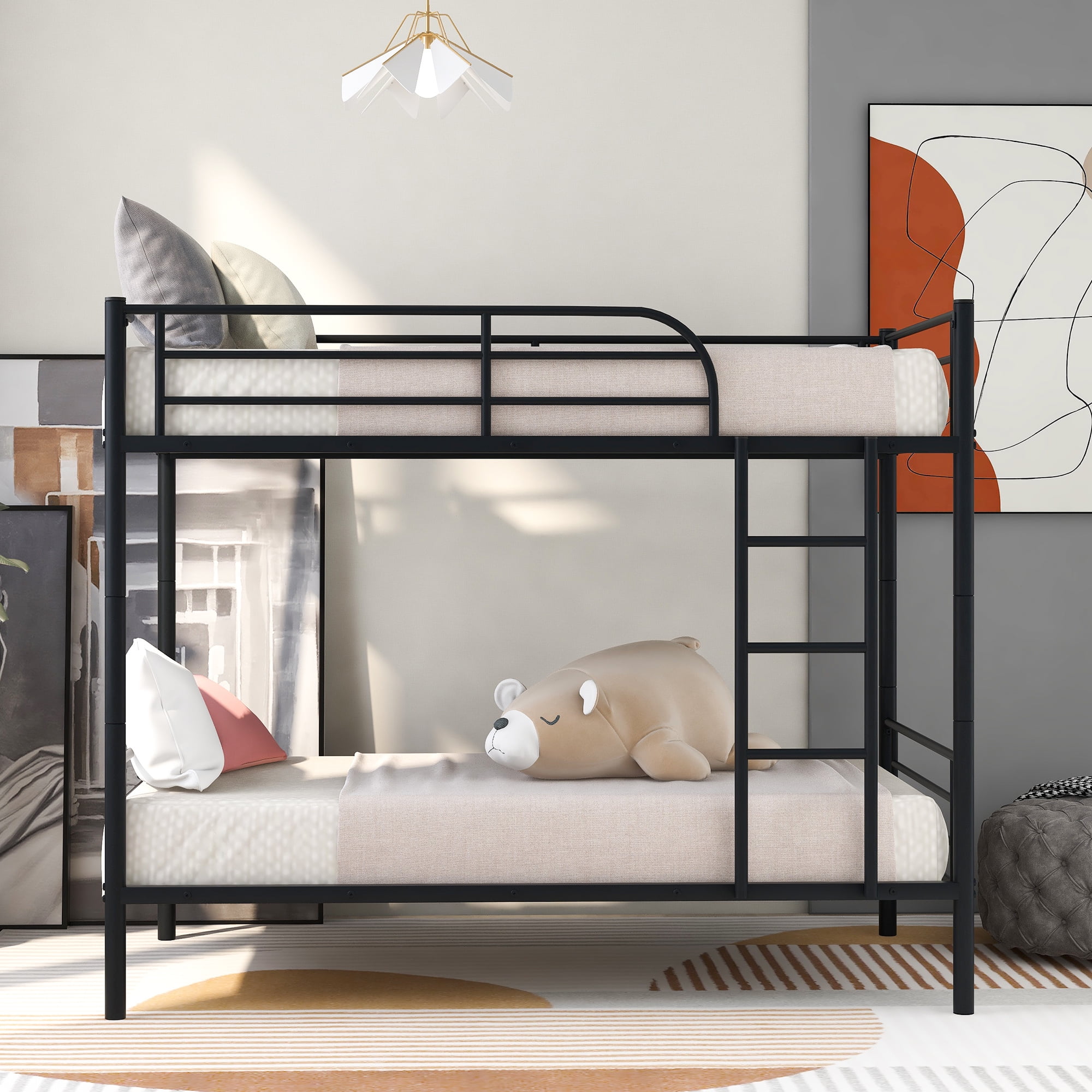 Bunk Bed Twin Over Metal, Twin Bed Rail No Box Spring