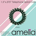 thumbnail image 3 of Amelia Beauty, 8 Small Shinny Elastic Hair Telephone Cord Coils, 1.5in Diameter Spiral Hair Ties, Strong Hold, Gentle on Hair, Green, 3 of 10