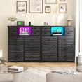 thumbnail image 5 of Enhomee Black Dresser for Bedroom with LED Lights & Charging Station Tall Chest of 10 Fabric Drawers with Storage Shelves, 5 of 9