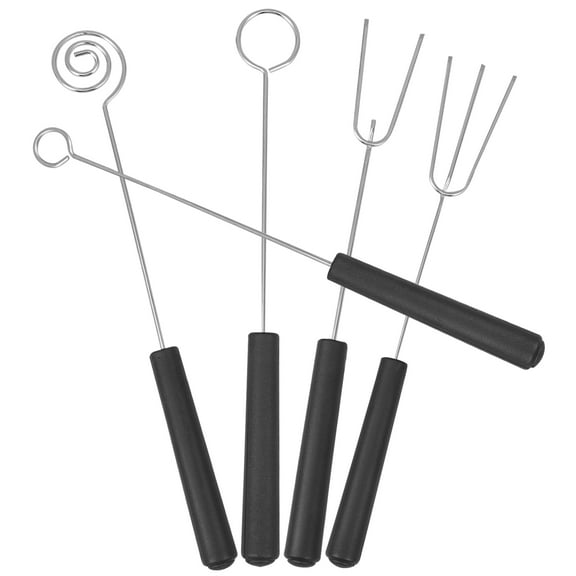 BESTONZON Chocolate Forks Stainless Steel 5Pcs Set Black for Dipping Fruits and Chocolates
