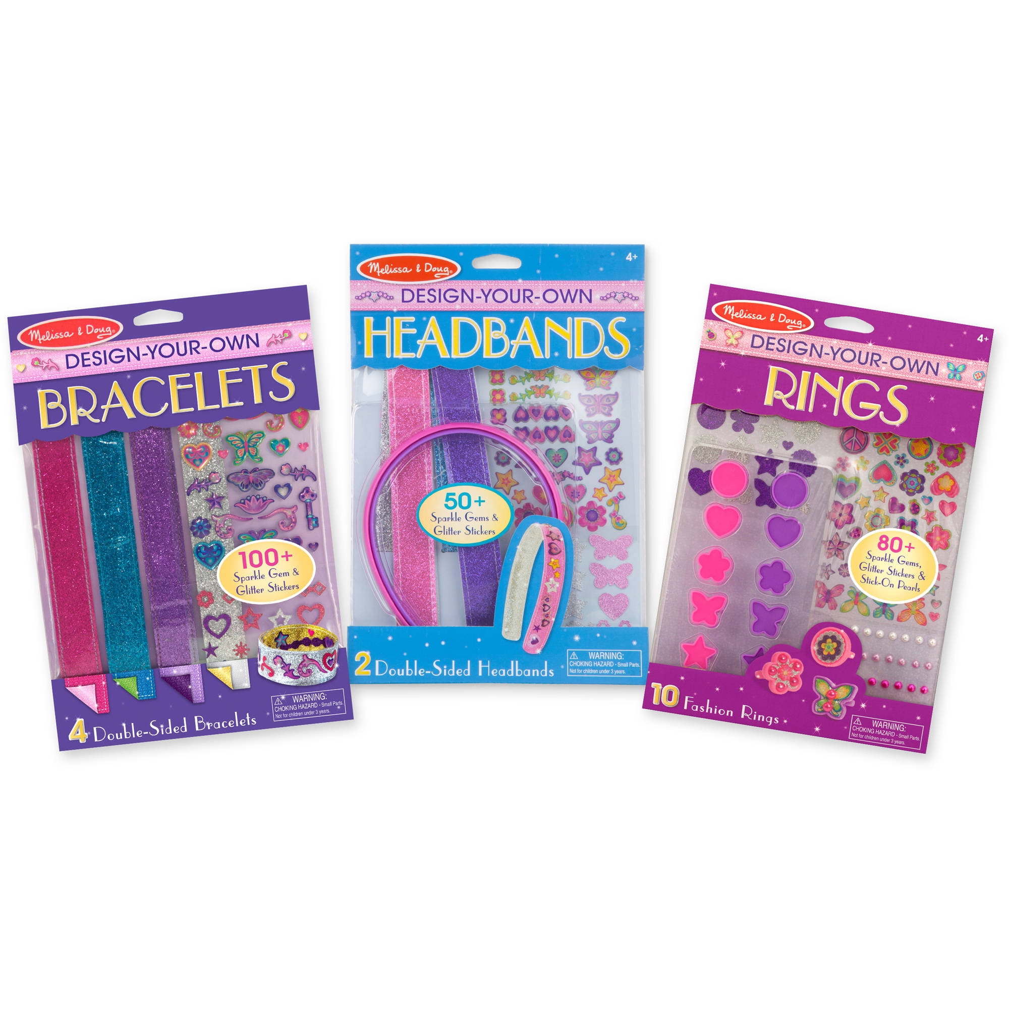 Melissa & Doug Design-Your-Own Accessories Jewelry-Making Kits Set: Bracelets, Headbands, Rings - 230+ Stickers