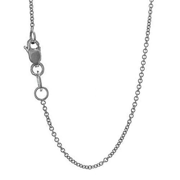 JewelStop 14k Solid White Gold 0.7 mm Round Cable Chain Necklace, Lobster Claw Clasp-16 Inches, 1.3gr.