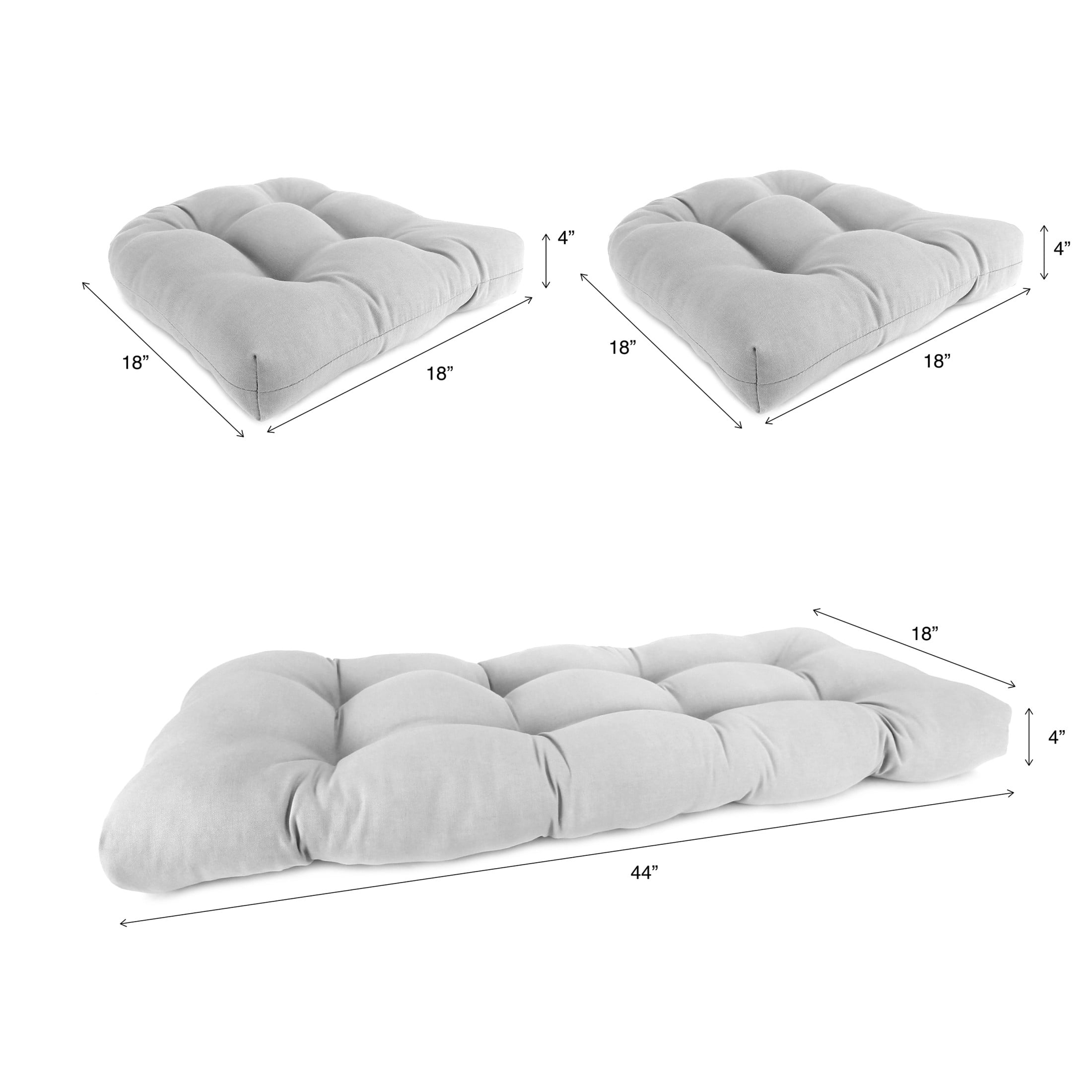 Jordan Manufacturing 3-Piece Colsen Noir Black Floral Tufted Outdoor Cushion with 1 Wicker Bench Cushion and 2 Wicker Seat Cushions