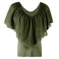 thumbnail image 5 of Oalirro Women's Tops, Tees & Blouses Women Blouses and Tops Fashion Fashion Women's Summer V-Neck Short Sleeve Solid Casual T-shirt Blouse Green, 5 of 7