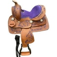 thumbnail image 3 of Resistance Miniature Western Barrel Saddle – 8 Inch Seat, Floral Tooled Design with Conchos Inlay, 3 of 6