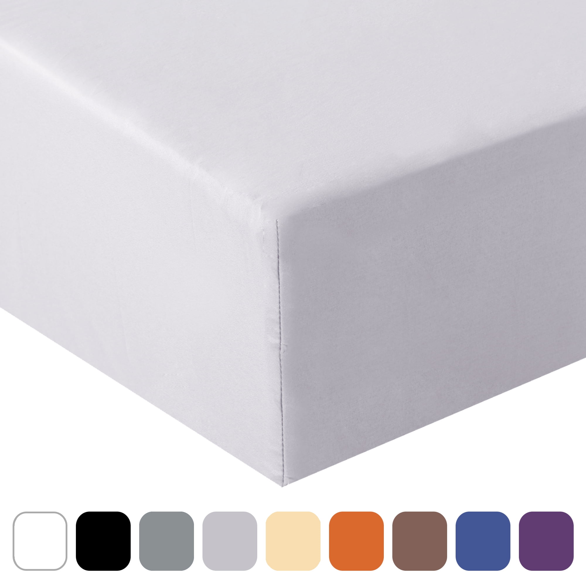 200TC Cotton Fitted Sheet with 15" Deep Pocket Breathable Durable and Comfortable Bottom Sheet