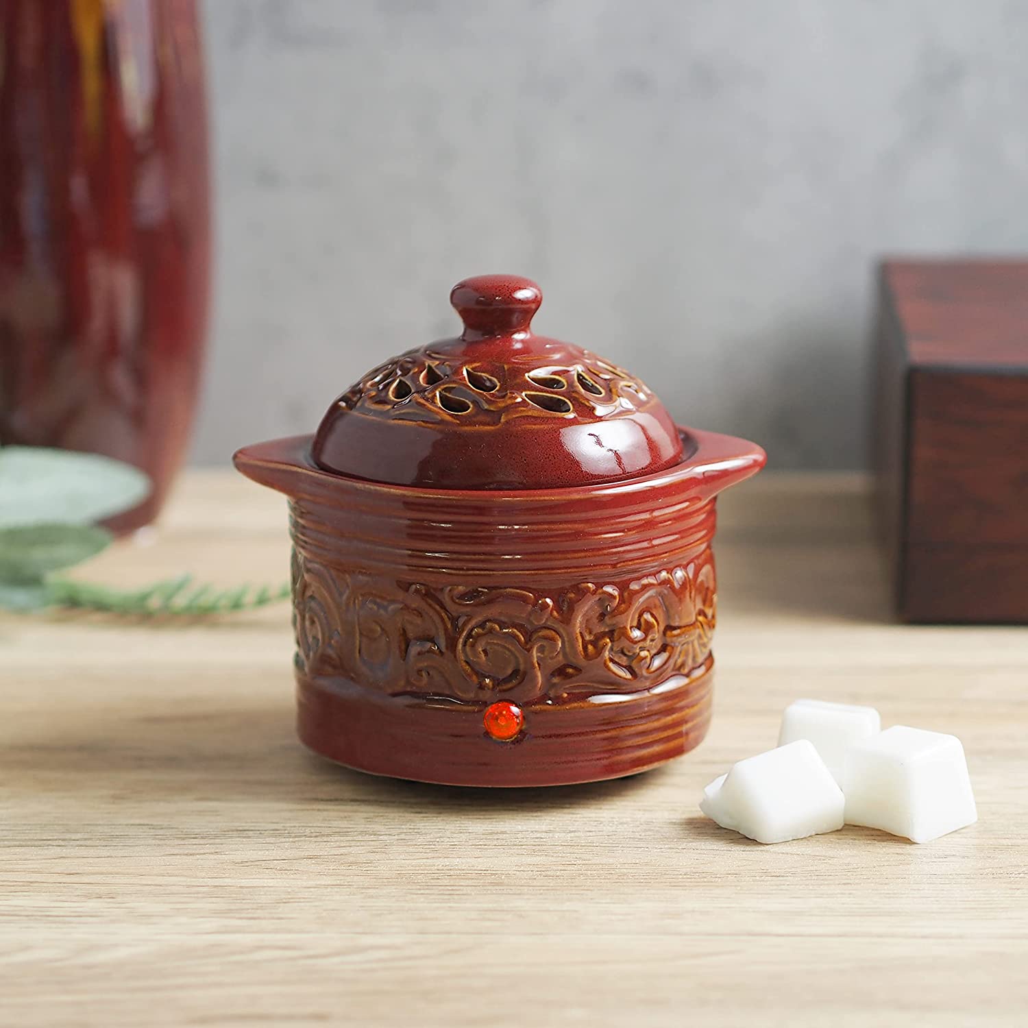 Hosley 5.5 inch High, Red Electric Ceramic Fragrance / Potpourri