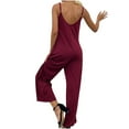 thumbnail image 4 of Wycnly Womens Jumpsuits Fashion High Waist Loose Wide Leg Cami Long Jumpsuits Trendy Tie-Dye V-Neck Sleeveless Maxi Summer Rompers Wine l, 4 of 4